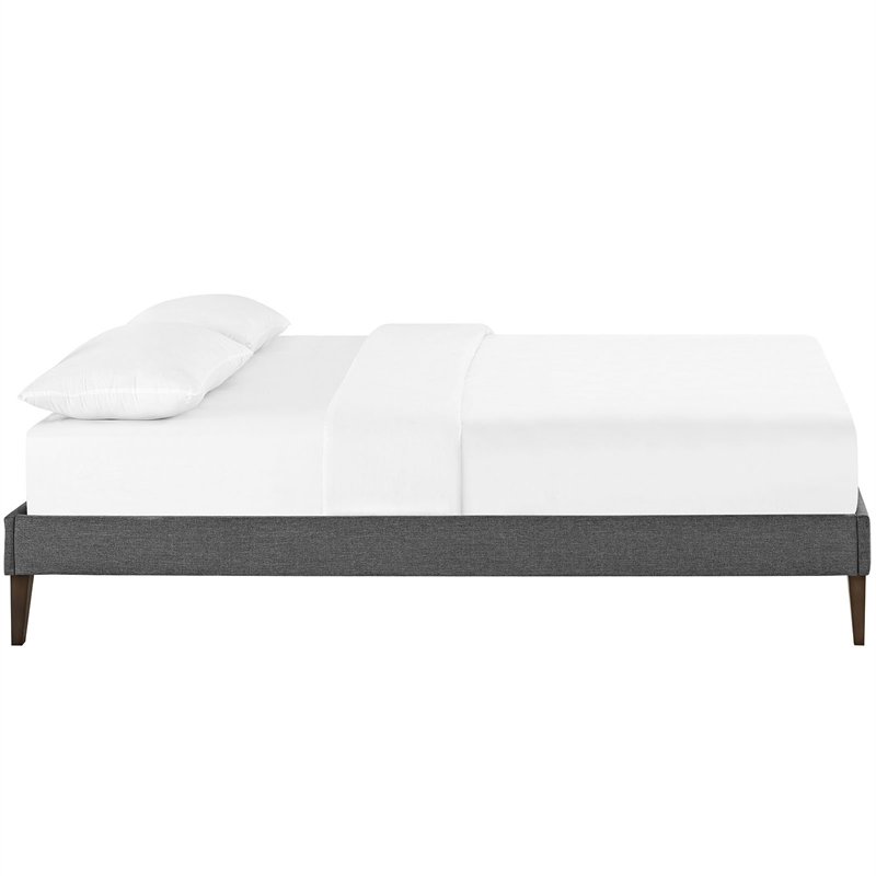 Maklaine Mid-Century Fabric Upholstered Full Platform Bed in Gray
