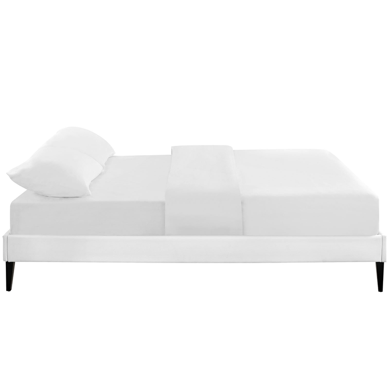 Maklaine Faux Leather Upholstered Queen Platform Bed in White