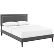 Maklaine Contemporary Fabric Upholstered Full Platform Bed in Gray