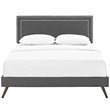 Maklaine Contemporary Fabric Upholstered Queen Platform Bed in Gray