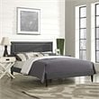 Maklaine Contemporary Fabric Upholstered Queen Platform Bed in Gray