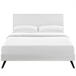 Maklaine Contemporary Vinyl Upholstered Full Platform Bed in White
