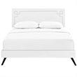 Maklaine Contemporary Vinyl Upholstered Queen Platform Bed in White