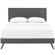 Maklaine Contemporary Fabric Upholstered Queen Platform Bed in Gray