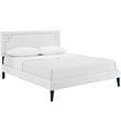 Maklaine Contemporary Vinyl Upholstered Queen Platform Bed in White