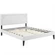 Maklaine Contemporary Vinyl Upholstered Queen Platform Bed in White