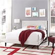 Maklaine Contemporary Vinyl Upholstered Queen Platform Bed in White