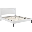 Maklaine Contemporary Fabric Upholstered Queen Platform Bed in Gray