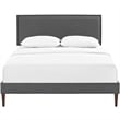 Maklaine Contemporary Fabric Upholstered Full Platform Bed in Gray