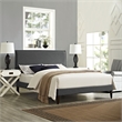 Maklaine Contemporary Fabric Upholstered Full Platform Bed in Gray