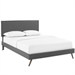 Maklaine Mid-Century Polyester Upholstered Queen Platform Bed in Gray