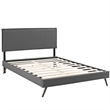 Maklaine Mid-Century Polyester Upholstered Queen Platform Bed in Gray