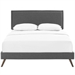 Maklaine Mid-Century Polyester Upholstered Queen Platform Bed in Gray