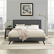 Maklaine Mid-Century Polyester Upholstered Queen Platform Bed in Gray