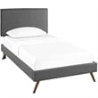 Maklaine Contemporary Polyester Upholstered Queen Platform Bed in Gray