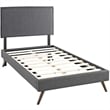 Maklaine Contemporary Polyester Upholstered Queen Platform Bed in Gray