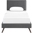 Maklaine Contemporary Polyester Upholstered Queen Platform Bed in Gray