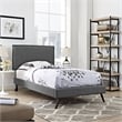 Maklaine Contemporary Polyester Upholstered Queen Platform Bed in Gray