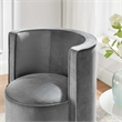 Maklaine Performance Velvet Fabric and Iron Swivel Chair in Gray
