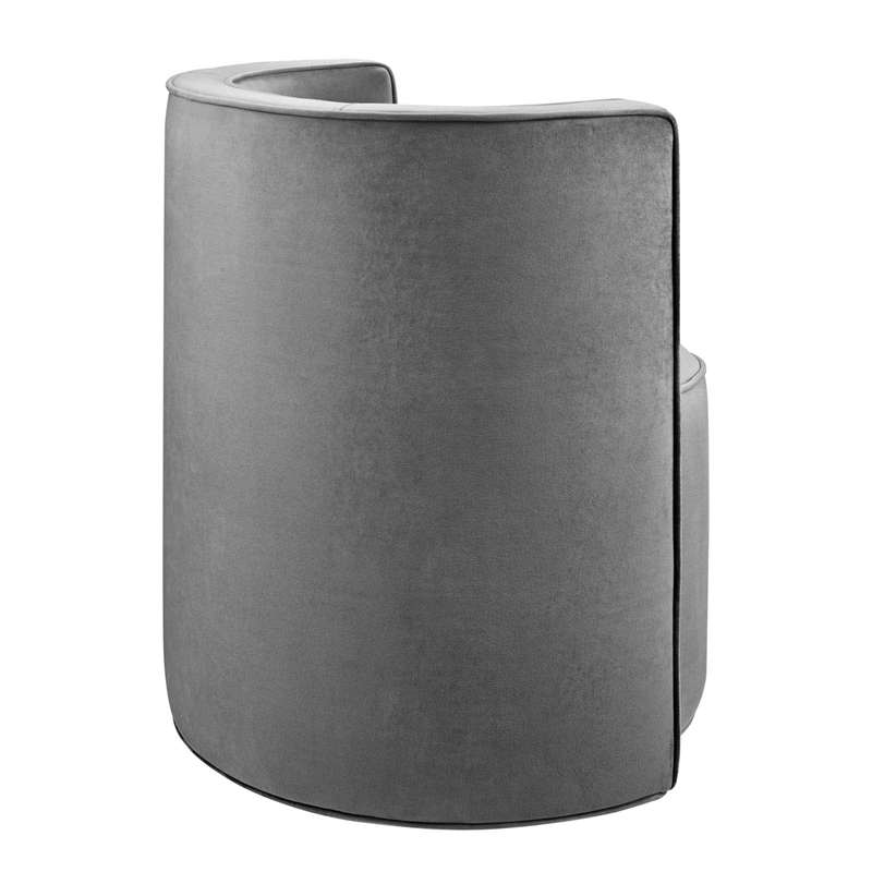 Maklaine Performance Velvet Fabric and Iron Swivel Chair in Gray