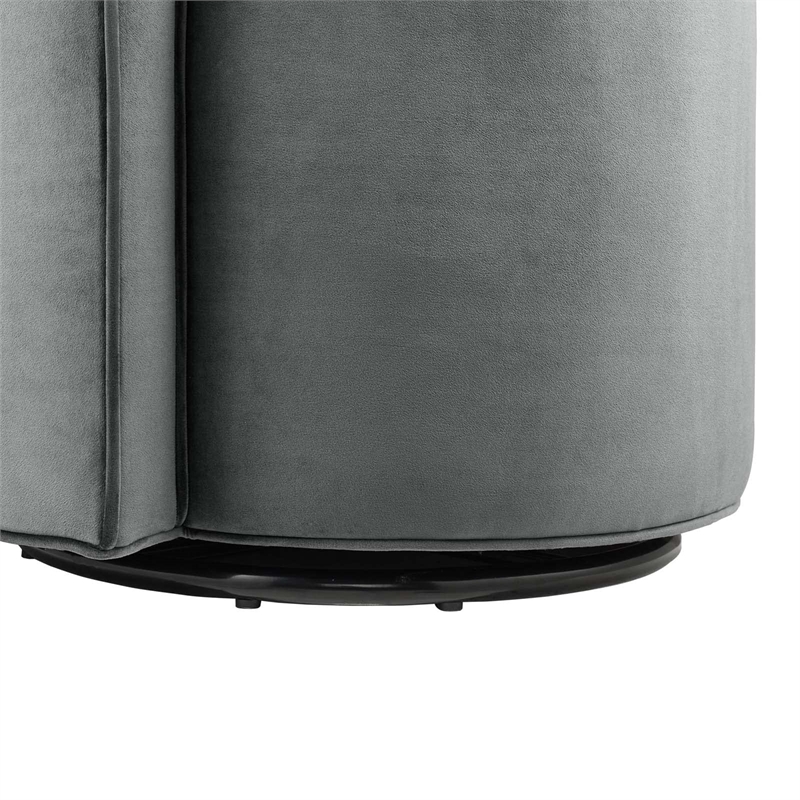 Maklaine Performance Velvet Fabric and Iron Swivel Chair in Gray