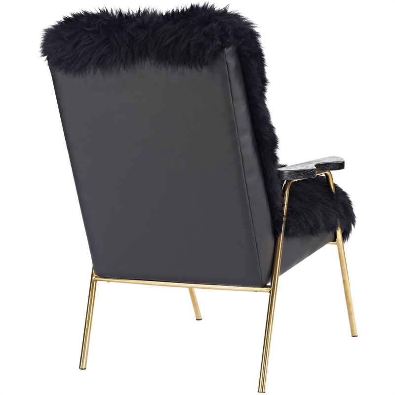 Maklaine Modern / Contemporary Wool Arm Chair in Black Finish