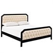 Maklaine Modern / Contemporary Tuffted Button Queen Bed in Black