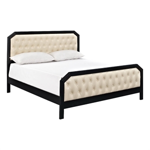Maklaine Modern / Contemporary Tuffted Button Queen Bed in Black