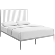 Maklaine Contemporary Farmhouse Metal Queen Platform Bed in Gray