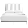 Maklaine Contemporary Farmhouse Metal Queen Platform Bed in Gray