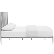 Maklaine Contemporary Farmhouse Metal Queen Platform Bed in Gray