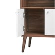 Maklaine Particleboard Laminate Display Cabinet Bookshelf in Walnut/White