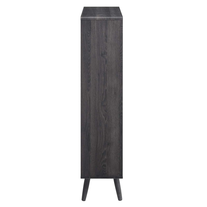 Maklaine 5-Shelf Wood Bookcase with Splayed Dowel Legs in Charcoal
