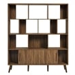 Maklaine Modern / Contemporary Bookcase with Sliding Doors in Walnut