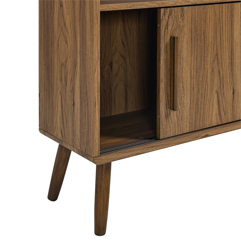 Maklaine Modern / Contemporary Bookcase with Sliding Doors in Walnut