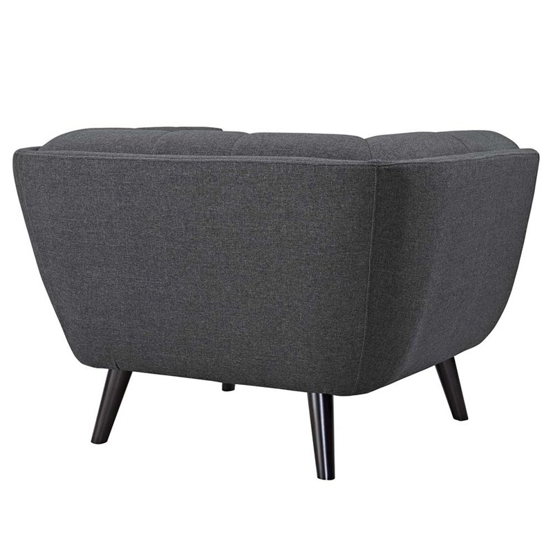 Maklaine Tufted Fabric Upholstered Armchair in Gray & Black (Set of 2)