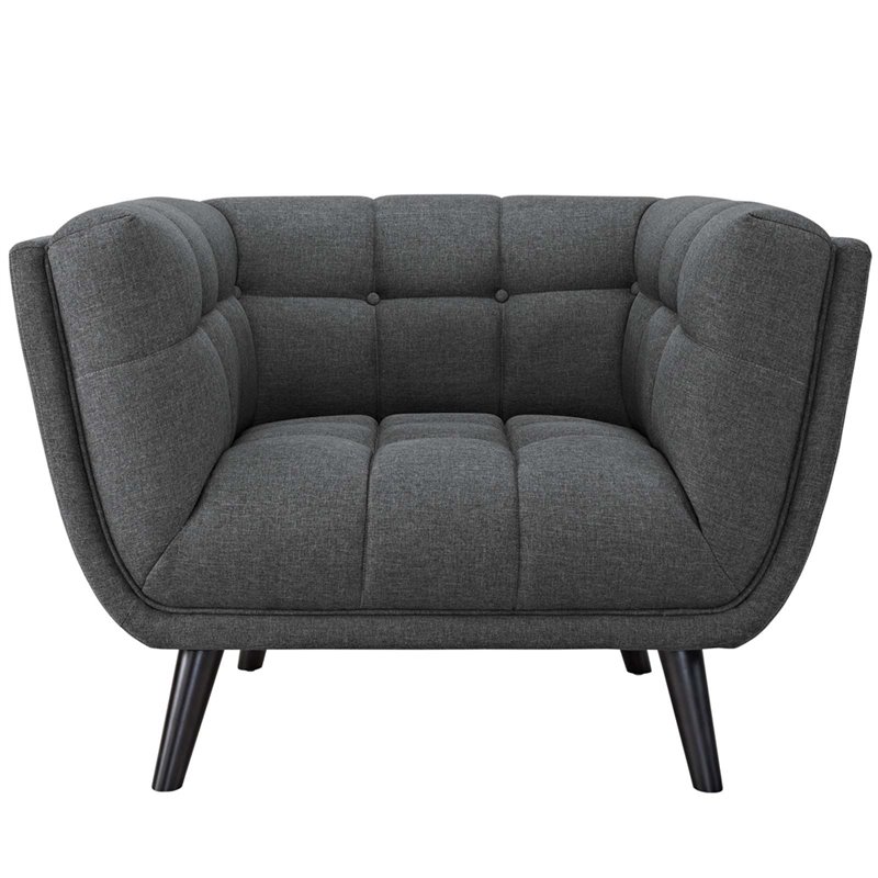 Maklaine Modern Upholstered Polyester Fabric Armchair in Gray