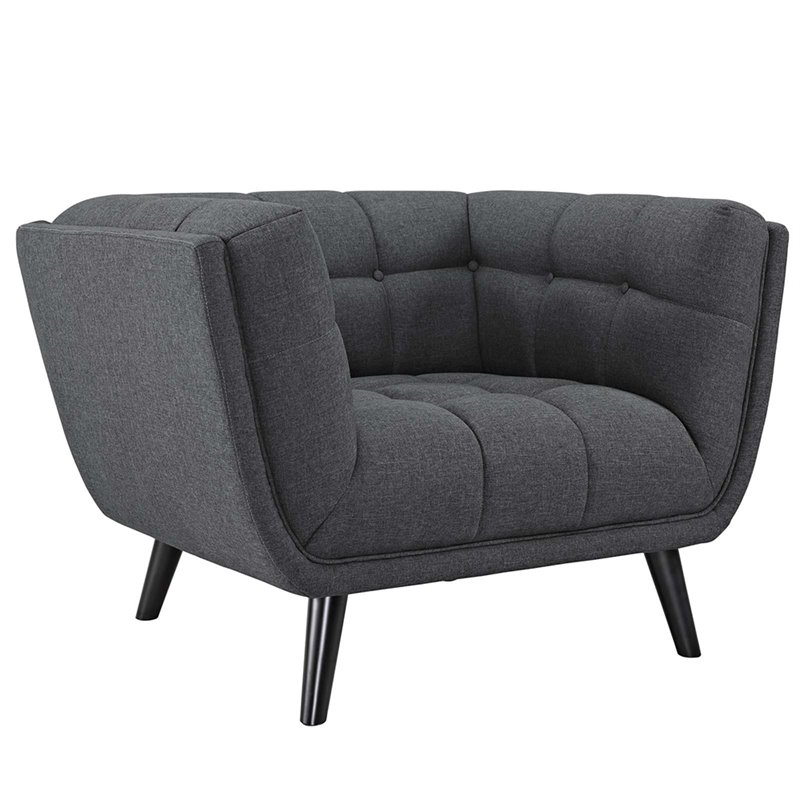 Maklaine Modern Upholstered Polyester Fabric Armchair in Gray