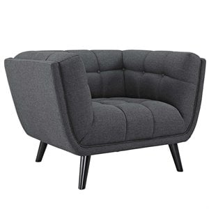 Maklaine Modern Upholstered Polyester Fabric Armchair in Gray