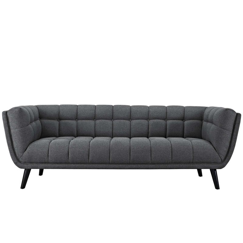 Maklaine Contemporary Upholstered Polyester Fabric Sofa in Gray