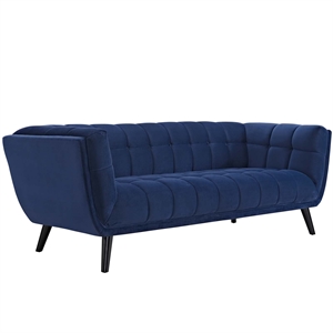 Maklaine Contemporary Performance Velvet Sofa in Navy Finish