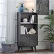 Maklaine Particleboard and Laminate Display Cabinet Bookshelf in Charcoal
