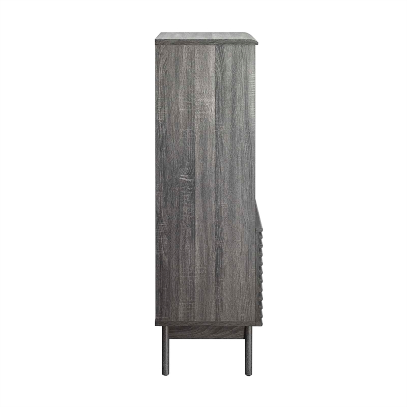 Maklaine Particleboard and Laminate Display Cabinet Bookshelf in Charcoal