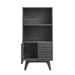 Maklaine Particleboard and Laminate Display Cabinet Bookshelf in Charcoal
