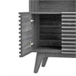 Maklaine Particleboard and Laminate Display Cabinet Bookshelf in Charcoal