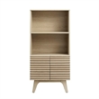 Maklaine Particleboard and Laminate Display Cabinet Bookshelf in Oak