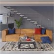 Maklaine Contemporary 3-Piece Faux Leather Sectional Sofa in Tan