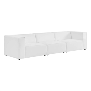 Maklaine 3-Piece Modern Faux Leather Sectional Sofa in White