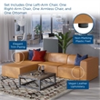 Maklaine Contemporary Faux Leather Sofa and Ottoman Set in Tan