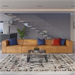 Maklaine Contemporary 4-Piece Faux Leather Sectional Sofa in Tan